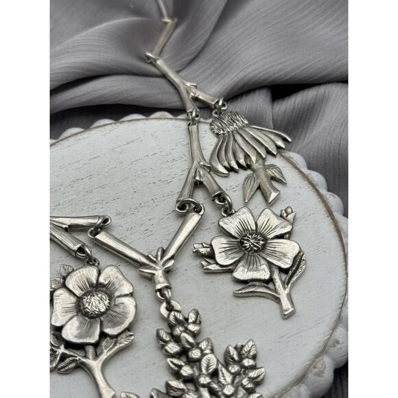 Rare Vintage 1970 Jeep Collins Solid Sterling Silver Flower Neckless 77.58 G - Picture 3 of 8